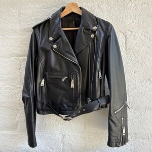 R13 BLACK LEATHER BIKER JACKET Made in ITALY - PRISTINE!